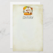 リスのフローラリース秋 素朴 便箋 (正面/裏面)