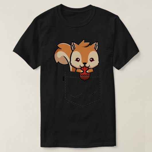 リスのポケットリスおもしろいル子供の恋人かわいい Tシャツ (デザイン正面)