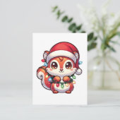 リスのメリークリスマス冬の動物リス シーズンポストカード (スタンド正面)