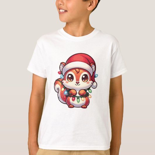 リスのメリークリスマス冬の動物リス Tシャツ (正面)
