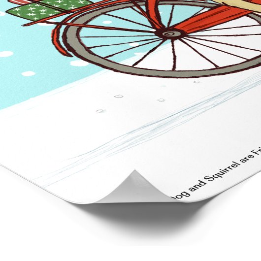 リスの友だち付き犬の乗用自転車お洒落 ポスター (角)