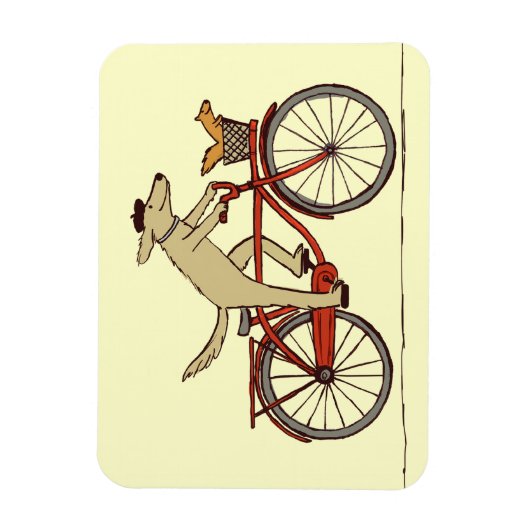 リスの友人とサイクリストの犬 – おもしろい動物の芸術 マグネット (縦)