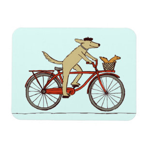 リスの友人を連れたサイクリストの犬-おもしろいアート マグネット