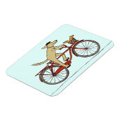 リスの友人を連れたサイクリストの犬-おもしろいアート マグネット (左側)