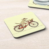 リスの友人-おもしろい動物の芸術を持つサイクリング犬 コースター (左側)