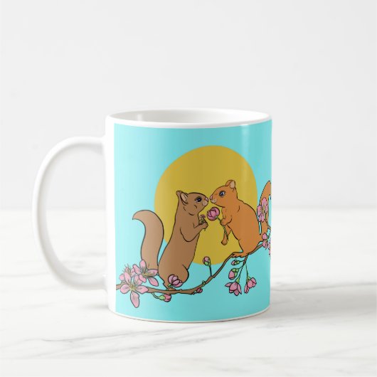 リスの可愛い動物のマグカップ コーヒーマグカップ (左)