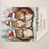リスの家族のパーソナライズされたクリスマス シェルパブランケット (正面(横))