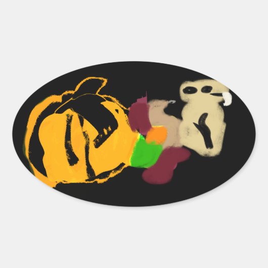 リスの居心地が良い 楕円形シール (正面)