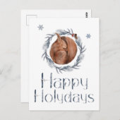 リスの巣の中のリスにホリデーシーズンの幸せを ポストカード (正面/裏面)