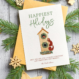 リスの巣箱の写真コラージュ　ホリデーカード シーズンカード