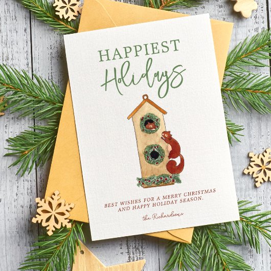 リスの巣箱の写真コラージュ ホリデーカード シーズンカード