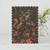 リスの平型招待状　サイズ：12.7 cm x 17.8 cm 招待状 (スタンド正面)