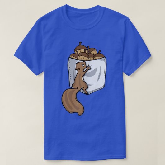 リスの恋人の女性ポケットアコーンキュートリス Tシャツ (デザイン正面)