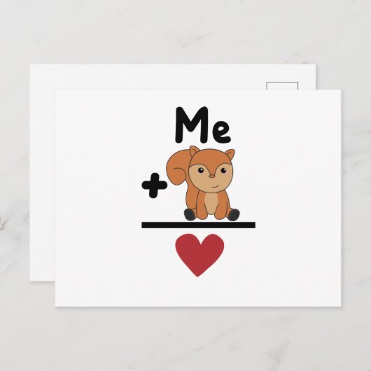 リスの愛の方程式森林動物のハート ポストカード (正面/裏面)