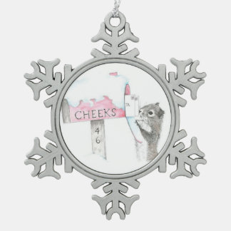 リスの手紙 スノーフレークピューターオーナメント