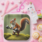 リスの持ち上げウェイト ペーパープレート (パーティー)