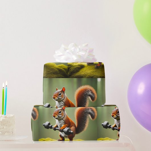 リスの持ち上げウェイト ラッピングペーパー