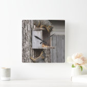 リスの時計 スクエア壁時計 (ホーム)