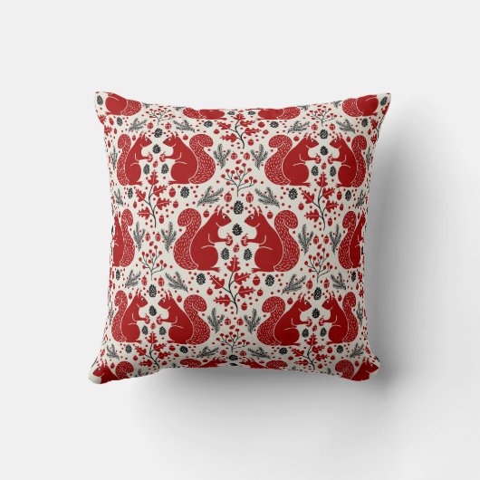 リスの森の木地模様 クッション (裏面)