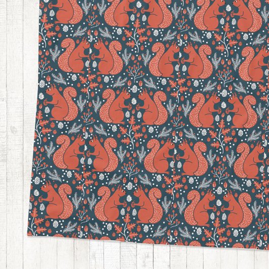 リスの森の木地模様 フリースブランケット