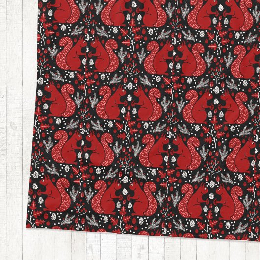 リスの森の木地模様 フリースブランケット