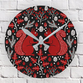 リスの森の森の暗い ラウンド壁時計