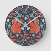 リスの森の森 ラウンド壁時計 (正面)