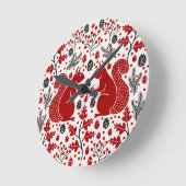 リスの森の森 ラウンド壁時計 (傾斜)