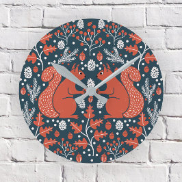 リスの森の森 ラウンド壁時計