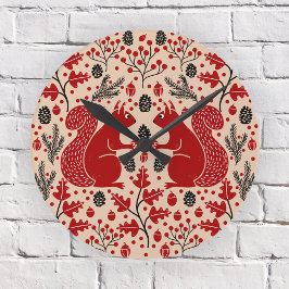 リスの森の森 ラウンド壁時計