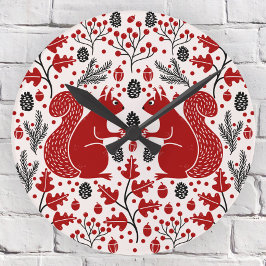 リスの森の森 ラウンド壁時計