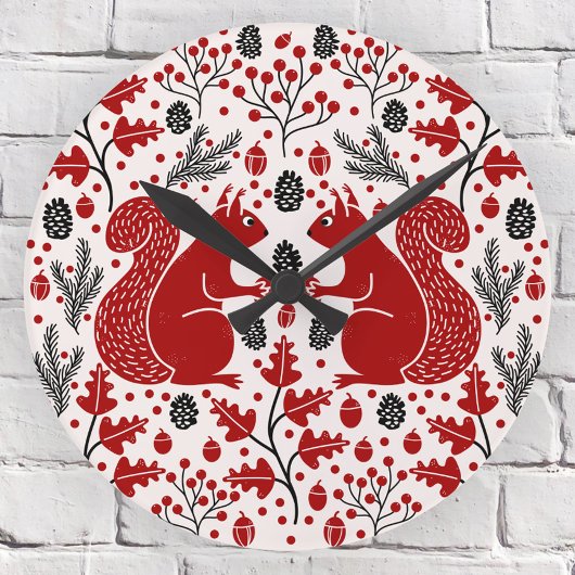 リスの森の森 ラウンド壁時計