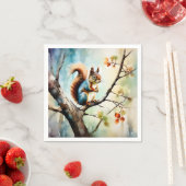 リスの水彩自然 スタンダードカクテルナプキン (インサイチュ)