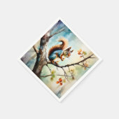 リスの水彩自然 スタンダードカクテルナプキン (角)