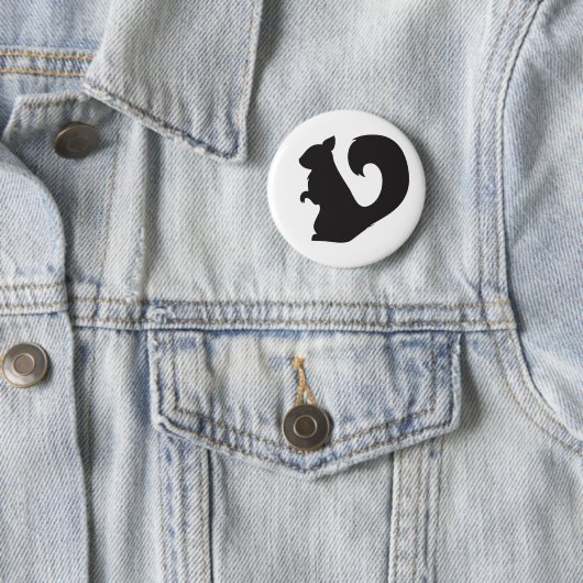 リスの生き物の森林シルエットのグラフィック 缶バッジ (インサイチュ)