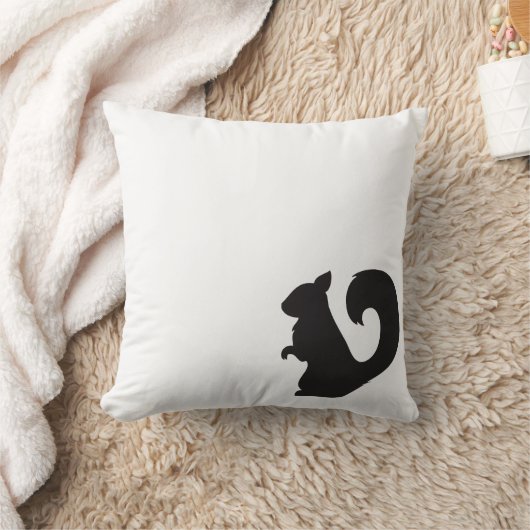 リスの生き物の森林動物の黒いシルエット クッション (ブランケット)