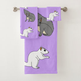 リスの紫 バスタオルセット