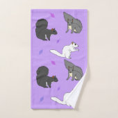 リスの紫 バスタオルセット (ハンドタオル)