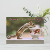 リスの絵と中国の湯飲み 招待状 (スタンド正面)