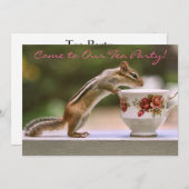 リスの絵と中国の湯飲み 招待状 (正面/裏面)