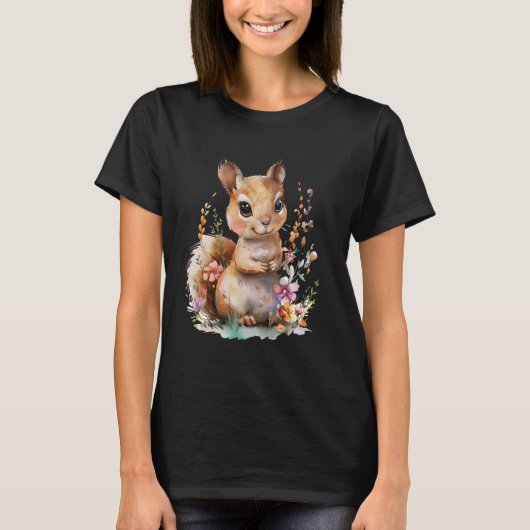 リスの花かわいいチムンクリスanim tシャツ (正面)
