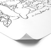 リスの花の森の動物の色のページ ポスター (角)