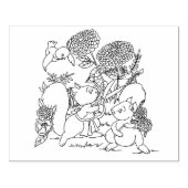 リスの花の森の動物の色のページ ラバースタンプ (インプリント)