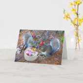 リスの誕生日カード カード (黄色い花)