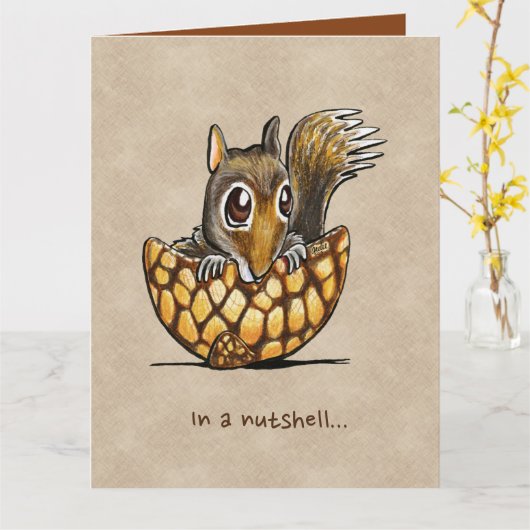 リスの誕生日 カード (黄色い花)