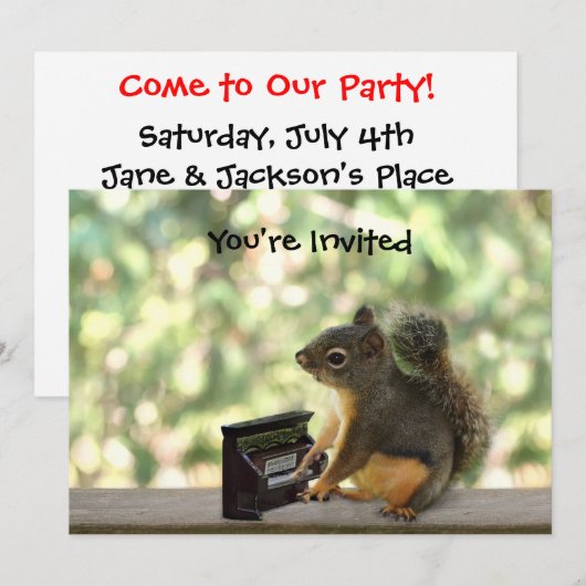 リスの遊ピアノ 招待状 (正面/裏面)