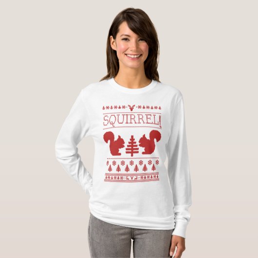 リスの醜いクリスマスのセーター Tシャツ (正面フル)