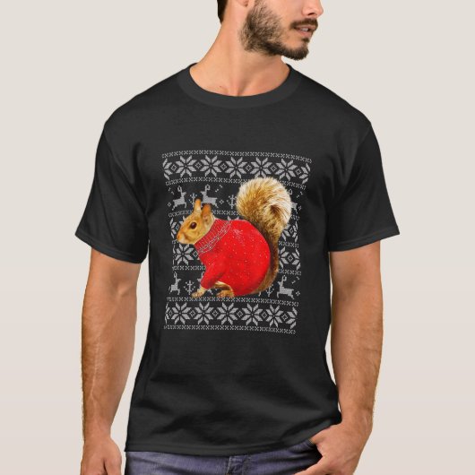 リスの醜いセーターおもしろいクリスマスリス値リスト Tシャツ (正面)