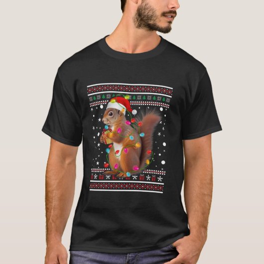 リスの醜いメリーおもしろいクリスマス雪の結晶サン Tシャツ (正面)