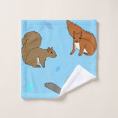 リスの青 バスタオルセット (ウォッシュタオル)